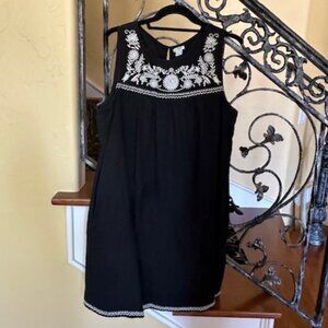 * Black J. Crew Sleeveless Embroidered Dress *